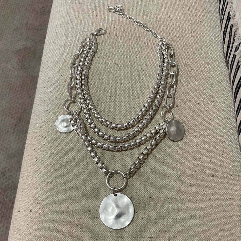 Silver Layered Chain Necklace